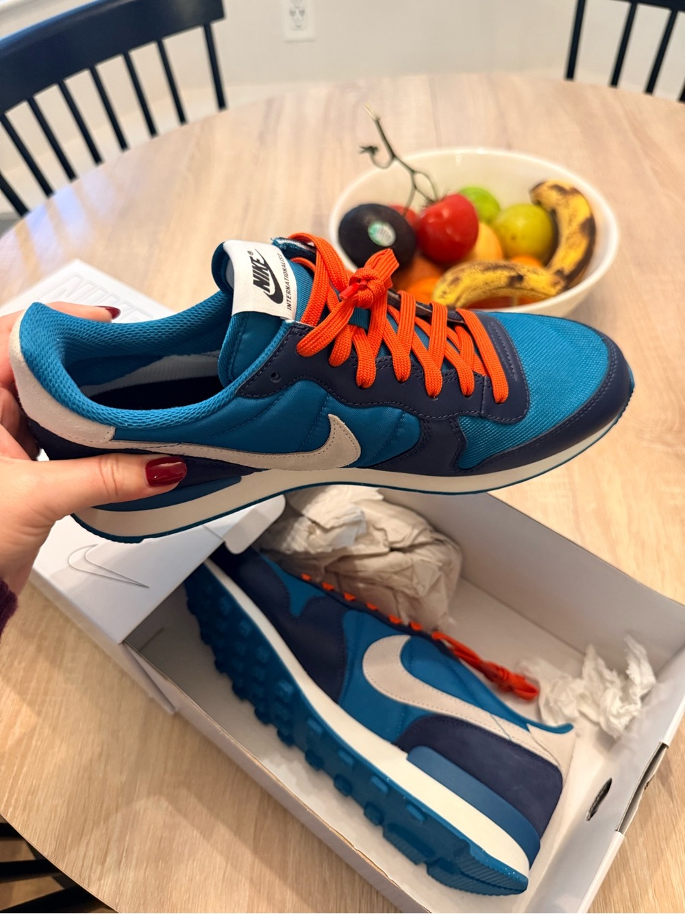 Nike Blue and Navy Runner with Orange Laces